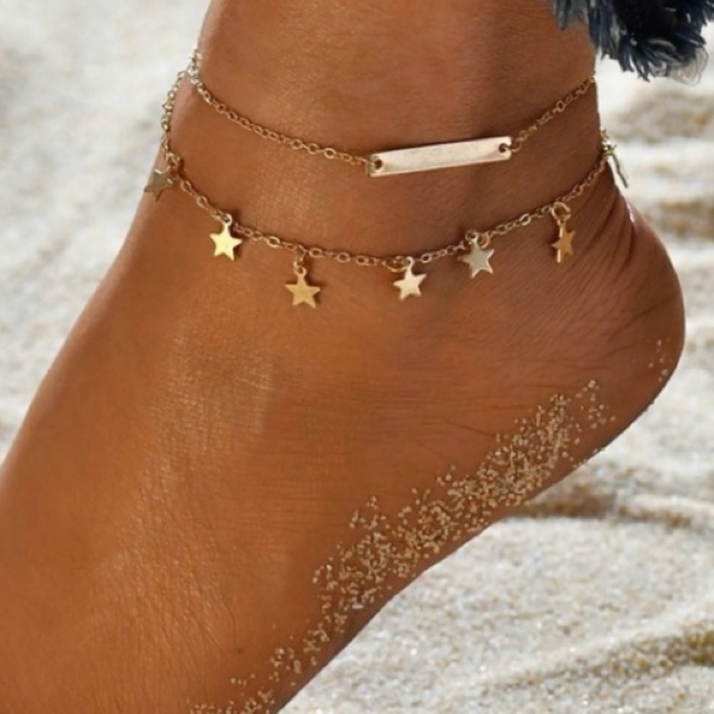 Bar & Stars Layered  Anklet